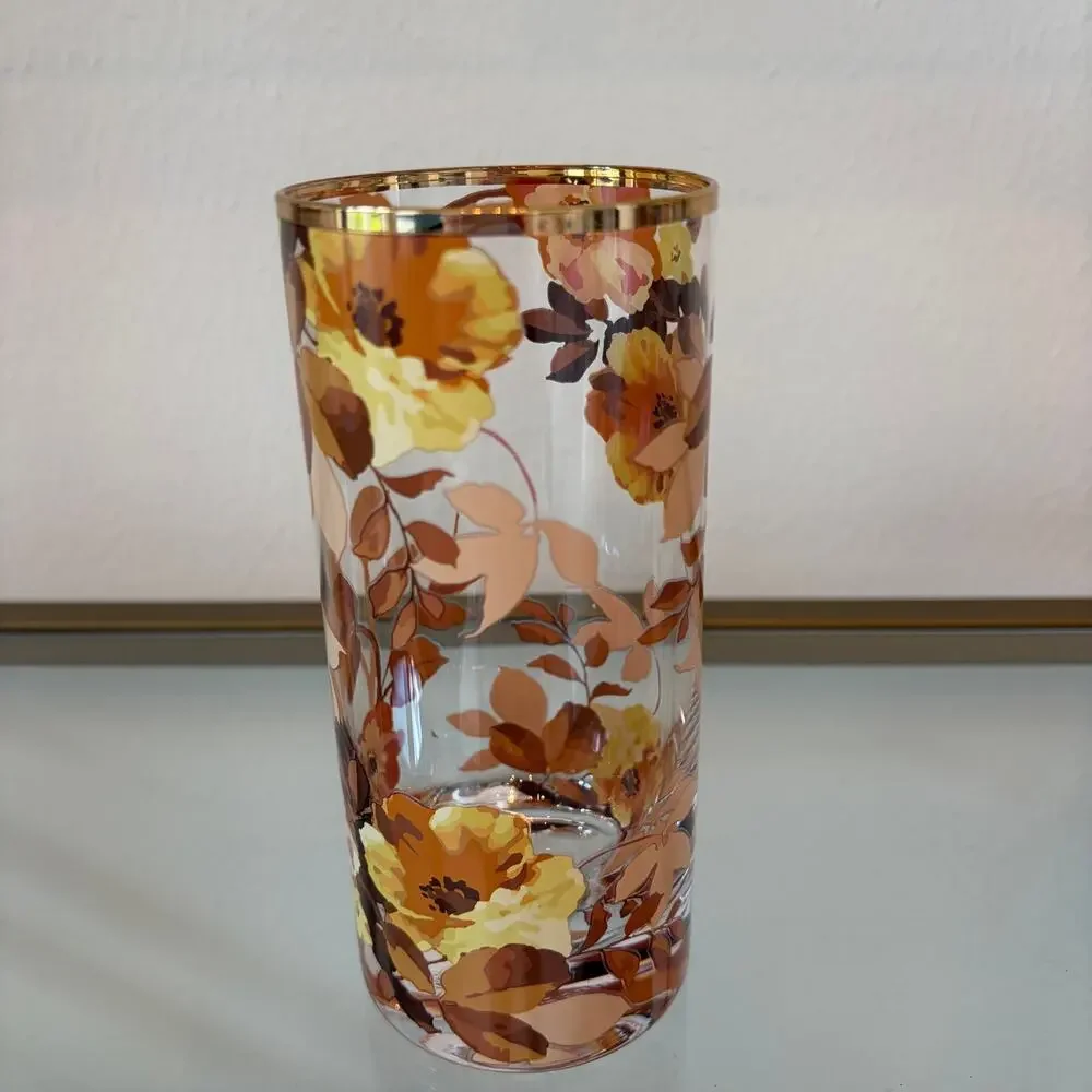 NEW Mackenzie Childs Wild Rose Highball Glass Set of 4 in Original Box
